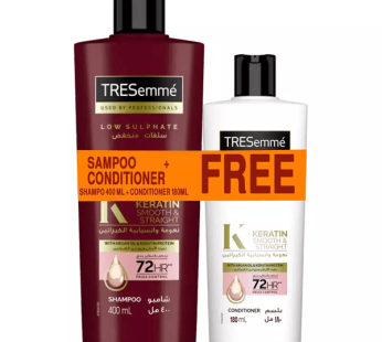 Tresemme Smooth & Straight Keratin Shampoo 400ml + Conditioner 180ml