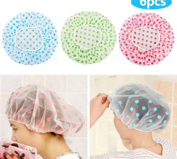 Shower Caps Waterproof Plastic Bath Cap – 6Pcs
